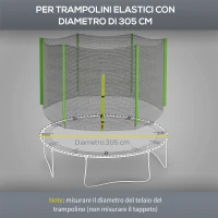 SPORTNOW Rete di Protezione per Trampolini a 6 Pali con Ingresso con Cerniera, in PE, Ø305x180 cm, Nero e Verde(m-4)
