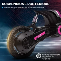 HOMCOM Moto Elettrica per Bambini con Acceleratore Manuale, 2 Velocità 8-16km/h, Età 8-12 Anni, Rosa(m-8)