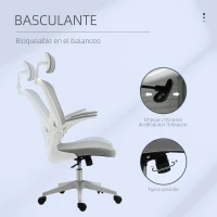 Vinsetto Silla de Oficina de Malla Giratoria con Altura Ajustable Reposabrazos Plegable Reposacabezas 65x64x114-122 cm Gris(m-5)