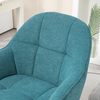 HOMCOM Sedia da Ufficio Girevole ad Altezza Regolabile, in Tessuto Effetto Lino e Acciaio, 63x66x86-96 cm, Verde Scuro(m-8)