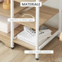 HOMCOM Scaffale da Cucina Basso Salvaspazio Stile Industriale, Mobiletto con 7 Ripiani per Cucina in Metallo e Legno, 90x40x95cm, Bianco(m-6)