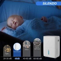 HOMCOM Deumidificatore Portatile 30L/Giorno con Serbatoio 4L, 3 Velocità e 4 Funzioni, Timer fino 24 Ore, Bianco(m-6)