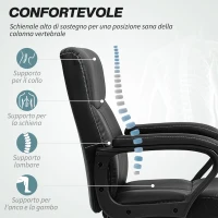 HOMCOM Sedia da Ufficio ad Altezza Regolabile con Funzione di Inclinazione, in Pelle PU, 61x62x95-105 cm, Nero(m-4)