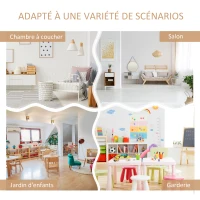 HOMCOM Ensemble de table et chaises enfant - set de 4 pièces - table, 2 chaises, banc coffre 2 en 1 - MDF pin blanc bois clair(m-6)