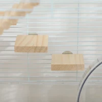 PawHut Hamster Cage, Gerbil Cage with Wooden Ramp, Exercise Wheel, Food Bowl - White(m-8)