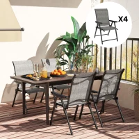 Outsunny Set of Four Folding Outdoor Chairs - Black/Grey(m-8)