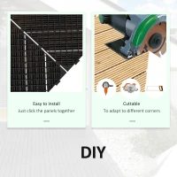 Outsunny 27 Pcs Wooden Interlocking Decking Tiles, 30 x 30 cm Anti-slip Outdoor Flooring Tiles, 0.81㎡ per Pack, All Weather Use for Patio, Balcony, Terrace, Hot Tub, Yellow(m-6)