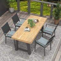 Outsunny Lot de 4 Coussins de chaise de jardin capitonné Rembourrage 4 cm Tissu Polyester dim. 43L x 41l cm Gris(m-6)