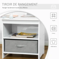 HOMCOM Ensemble table et chaises enfant - set de 3 pièces + 2 tiroirs non tissés - table étagère pour jouets 2 en 1 - MDF blanc gris(m-5)