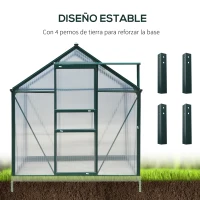 Outsunny Invernadero de Jardín 2x2,5 m Policarbonato y Aluminio Vivero Casero con Tragaluz Protección UV30 y Base 4,79 m² para Macetas Cultivo Plantas Flores Transparente(m-6)