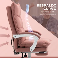 Vinsetto Silla de Masaje Reclinable con 6 Puntos de Masaje y 5 Modos con Función de Calefacción Ajustable 66x74x114-121,5 cm Rosa(m-5)