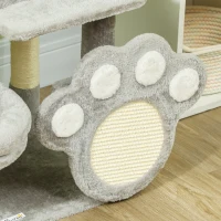 PawHut Árbol para gatos 110 cm Torre para Gatos con Nidos Cueva Plataforma Almohadilla de Rascado Bola Colgante Gris Claro(m-9)