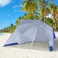 Outsunny Ombrellone Tenda Parasole 2 in 1 con Protezione UV 50, in Poliestere e Ferro, 2x2.2 m, Blu(m-2)