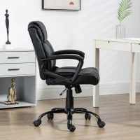 Vinsetto Fauteuil chaise de bureau pivotant hauteur réglable 5 roulettes accoudoirs revêtement synthétique noir(m-6)