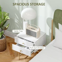 HOMCOM Set of Two Elegant Bedside Tables - White/Gold-Tone(m-5)