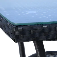 Outsunny Ensemble salon de jardin 2 places : 2 fauteuils et table basse plateau verre trempé résine tressée 4 fils imitation rotin avec coussins noir(m-8)