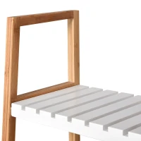 HOMCOM Etagère en Bambou de Salle de Bain 4 Niveaux à Lattes dim. 35L x 36l x 138H cm Bois pin Blanc(m-7)