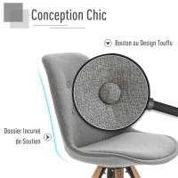 HOMCOM Lot de 2 Chaise de Salle à Manger, Chaise de Cuisine, Design Simple Moderne, revêtement Tissu en Lin, siège Dossier Confortable, Rembourrage Mousse, Pieds Bois, 48 x 56 x 87 cm, Gris(m-6)