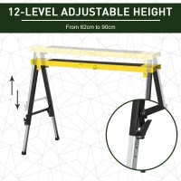 DURHAND 2PCS Saw Horse Twin Pack Folding Workbench Adjustable Metal Trestle Stands with Non-slip EVA Surface for Sawing Work Max Load 100kg(m-5)