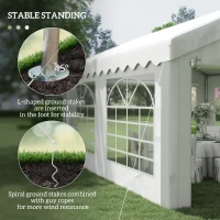 Outsunny 4m x 4m Marquee Party Tent, Heavy Duty Wedding Canopy with Sidewalls, Doors, Windows, Galvanised Garden Gazebo for Parties Events, White(m-6)