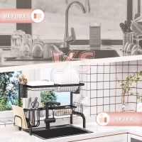 HOMCOM 81.5cm Modular Over-Sink Drying Rack(m-7)