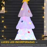 HOMCOM Árbol de Navidad Inflable 122 cm de Altura con Luces LED e Inflador Decoración Navideña para Interiores Exteriores 60x51x122 cm Blanco(m-4)