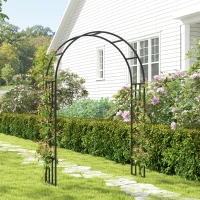 Outsunny Steel Garden Arch, 2.2m High x 1.5m Wide Metal Garden Trellis for Climbing Plants Roses Wisteria Vines, Outdoor Wedding Arch for Bridal Party Ceremony Decoration, Black(m-7)