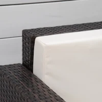 Outsunny Single Seater Rattan Chair, PE Wicker Garden Armchair with 10 cm Thickened Cushion, All-Weather Rattan Garden Chair with Armrests, Brown(m-9)