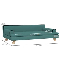 PawHut Dog Sofa, with Wooden Legs, Water-Resistant Fabric, for Medium & Large Dogs - Green(m-3)
