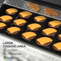 Outsunny Five-Burner Steel Gas Grill, with Thermometer - Black(m-4)