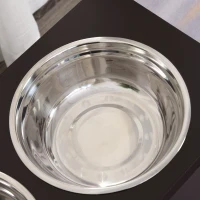 PawHut Ciotole Rialzate per Cani Grandi, Supporto Portaciotole in MDF con 2 Ciotole in Acciaio Inox, 60x30x41 cm, Marrone(m-9)