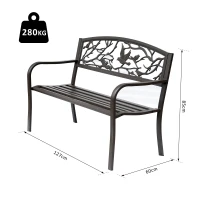 Outsunny Banc de Jardin 3 Places banc extérieur jardin Style Rural Chic pour balcon terrasse patio 127 x 60 x 85 cm métal époxy anticorrosion Brun(m-3)