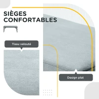 HOMCOM Banc bout de lit banquette banc en tissu velours cadre en acier 100 x 35 x 47 cm bleu clair(m-5)