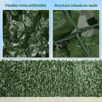 Outsunny Haie Artificiel Brise-Vue décoration Rouleau 3L x 1H m Feuillage réaliste Anti-UV Vert Foncé(m-6)