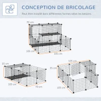 PawHut Cage parc enclos rongeurs modulable dim. L 111 x l 75 x H 119 cm 3 niveaux 4 portes fil métallique noir(m-5)