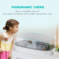 PawHut Tortoise Tank with Pump, Escape Prevention, Drainage Holes for Turtles, Terrapin and Small Reptiles, 62 x 31 x 23cm(m-7)