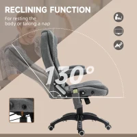 Vinsetto Massage Recliner Chair Heated Office Chair with Six Massage Points Linen-Feel Fabric 360° Swivel Wheels Grey(m-7)