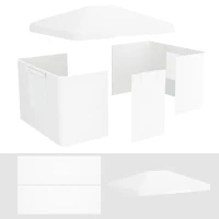 Outsunny Copertura per Gazebo 3x3 m in PE Impermeabile con Porte a Cerniera e Finestre, Bianco(m-1)