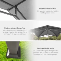Outsunny 3x3(m) Outdoor Gazebo Garden Pavilion Sunshade Canopy Tent with Steel Frame, Grey(m-5)