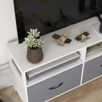 HOMCOM Mobile TV 45" max in MDF e Tessuto non Tessuto con 2 Cassetti e 2 Ripiani, 100x30x53 cm, Bianco e Grigio(m-8)