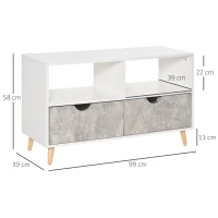 HOMCOM TV Stand Cabinet for TVs up to 42", Modern TV Unit with Shelf, Drawers and Storage Cabinet, Entertainment Center for Living Room, Grey(m-3)