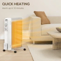 HOMCOM 2kW Nine Fin Oil-Filled Radiator - White(m-5)