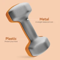 SPORTNOW 2 x 1.5kg Hexagonal Dumbbells Weights Set with Non-Slip Grip for Home Gym Workout, Orange(m-5)