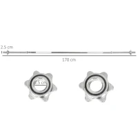 SPORTNOW Bilanciere da Squat, Stacchi da Terra e Sollevamenti, per Pesi da Ø2.5 cm da 100kg mx, in Acciaio, Ø2.5x170 cm, Argento(m-3)