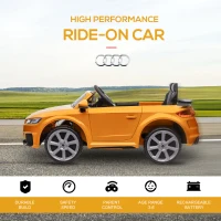 HOMCOM Kids Licensed Audi TT RS Ride-On Car 12V Battery w/ Remote Suspension Headlights and MP3 Player 3km/h Yellow(m-6)