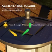 Outsunny Lampadaire solaire extérieur lampadaire de jardin LED avec interrupteur marche/arrêt 17 x 17 x 127 cm noir(m-4)