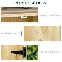 Outsunny Armoire de jardin armoire de rangement de jardin plateau en métal galvanisé en bois massif 80 x 45 x 92 cm bois naturel(m-6)