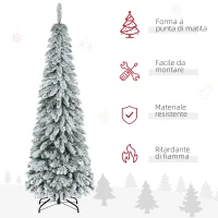 HOMCOM Albero di Natale Innevato 180cm con 523 Rami e Base in Acciaio per Interni(m-4)