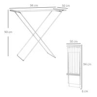 HOMCOM Tendedero Eléctrico Plegable 120W Secador Eléctrico de Ropa con Marco de Aleación de Aluminio 94x50x90 cm Plata(m-3)
