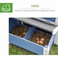 PawHut Gabbia per Galline Ovaiole con Zona Corsa e Vassoio di Nidificazione Rimovibile, Pollaio da Giardino in Legno con Tetto Impermeabile, 180x91x79 cm(m-6)
